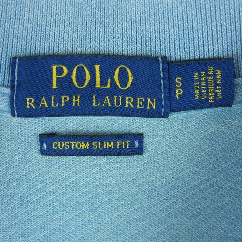 POLO RALPH LAUREN ポロ・ラルフローレン CUSTOM SLIM FIT カスタム スリム フィット インディゴ 半袖 ポロ シャツ ライトブルー系 S【中古】