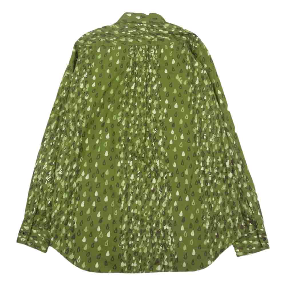BLACK COMME des GARCONS ブラックコムデギャルソン AD2014 1N-B001 ポケットステッチデザイン 総柄プリント 長袖 シャツ カーキ系 XL【中古】