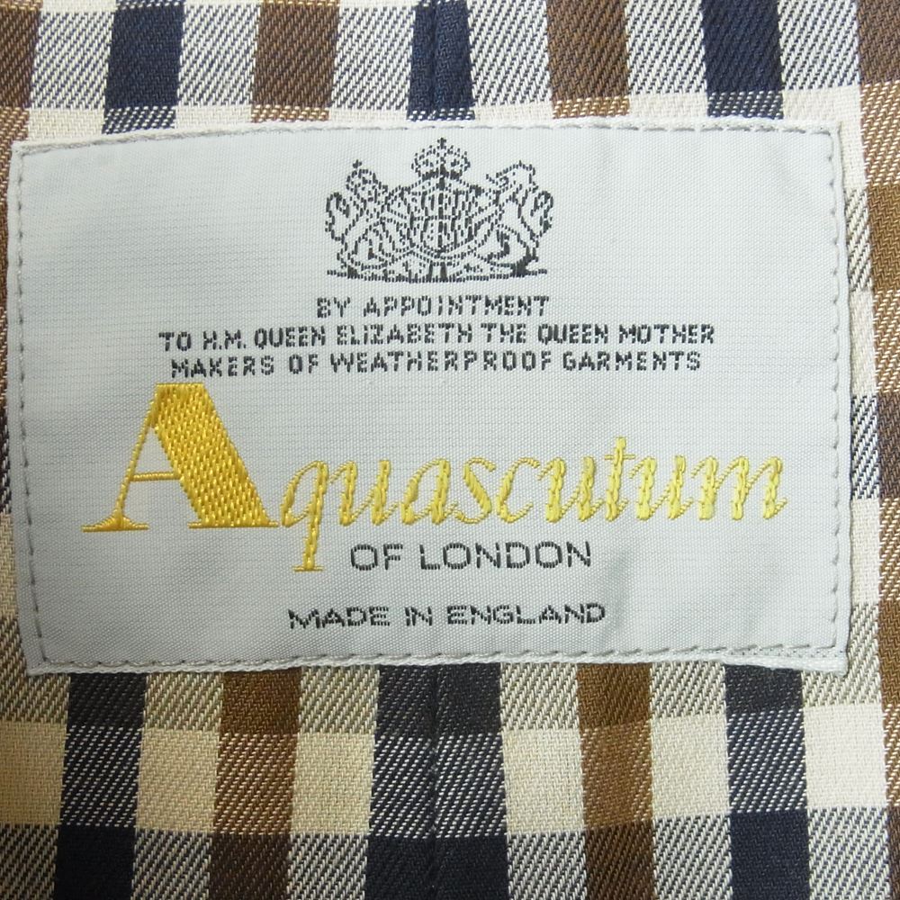 Aquascutum アクアスキュータム 英国製 裏地チェック ステンカラー コート コットン ベージュ系 サイズ表記なし【中古】