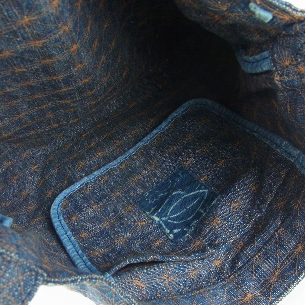 VISVIM ビズビム 216903003004 ICT MUSETTE CANVAS 刺し子 キャンバス ショルダー バッグ インディゴブルー系 オレンジ系【中古】