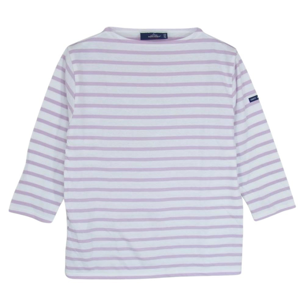 SAINT JAMES セントジェームス ウェッソン ボーダー ７分丈 カットソー ピンク系 XS【中古】