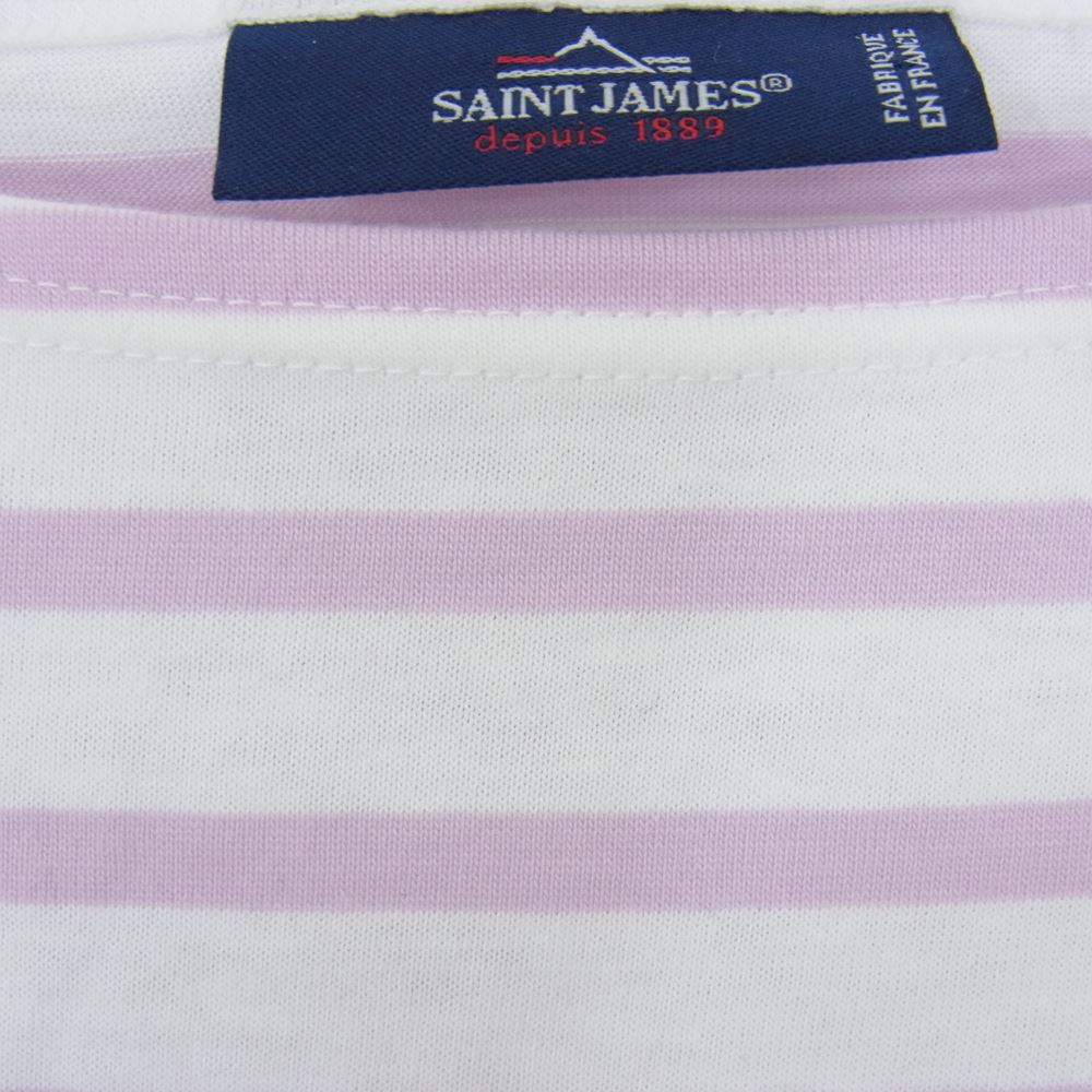 SAINT JAMES セントジェームス ウェッソン ボーダー ７分丈 カットソー ピンク系 XS【中古】