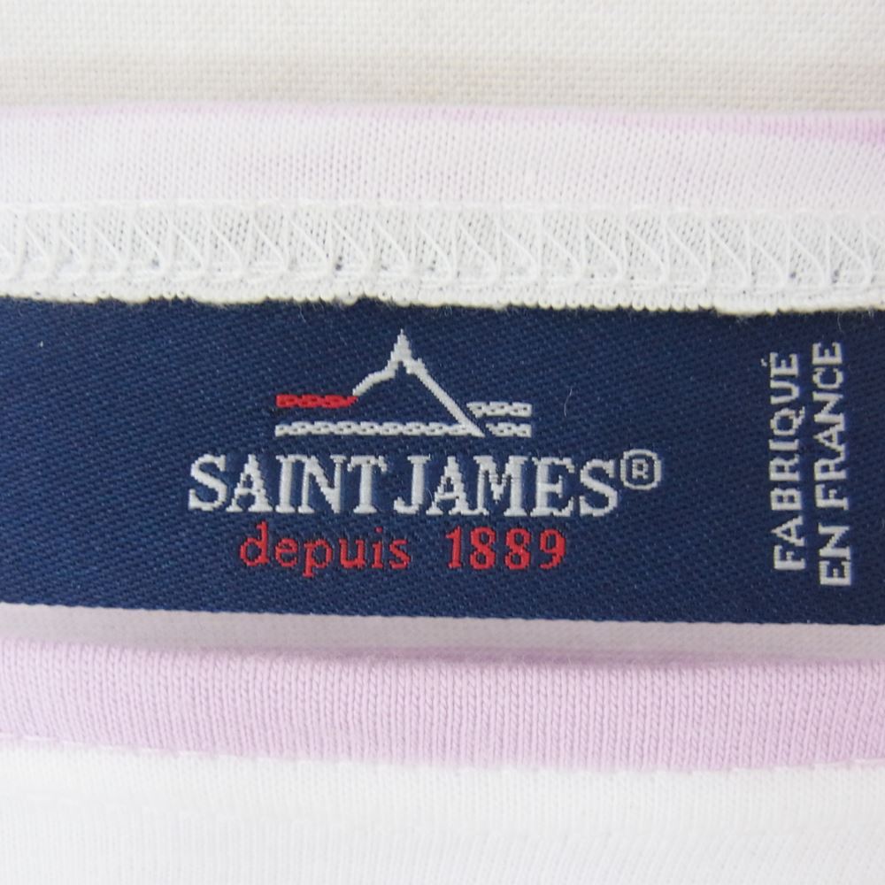SAINT JAMES セントジェームス ウェッソン ボーダー ７分丈 カットソー ピンク系 XS【中古】