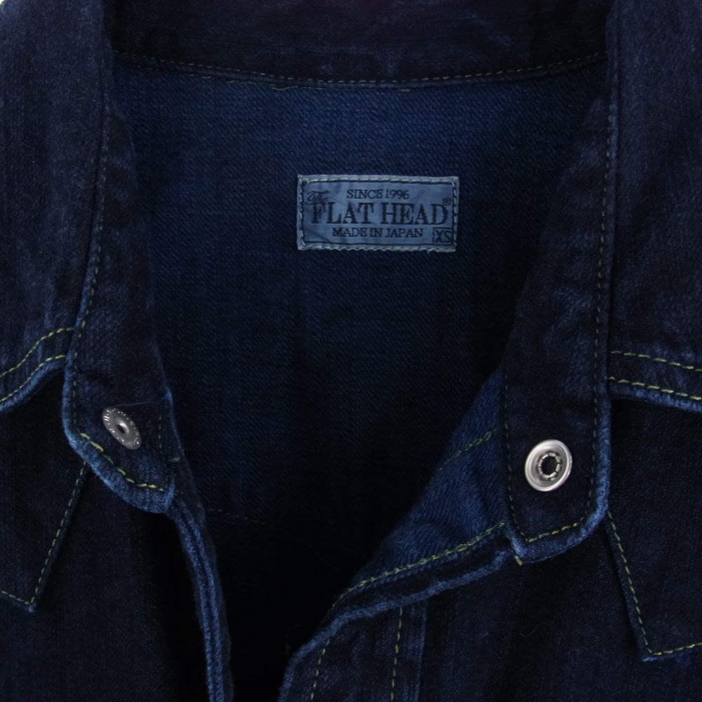 THE FLAT HEAD ザフラットヘッド デニム ウエスタン 長袖 シャツ インディゴブルー系 XS【中古】