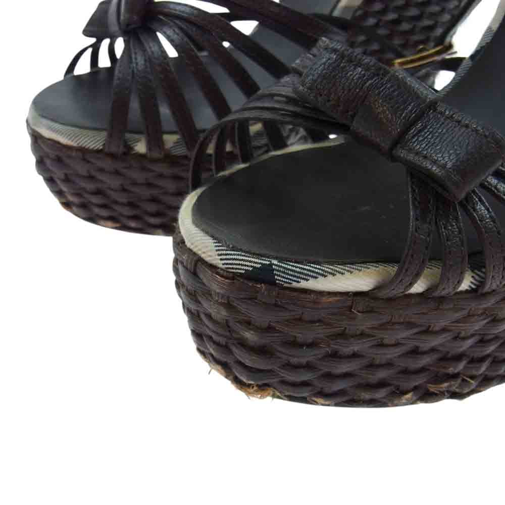 BURBERRY BLUE LABEL バーバリーブルーレーベル ノバチェック 切替し サンダル ブラウン系 4【中古】