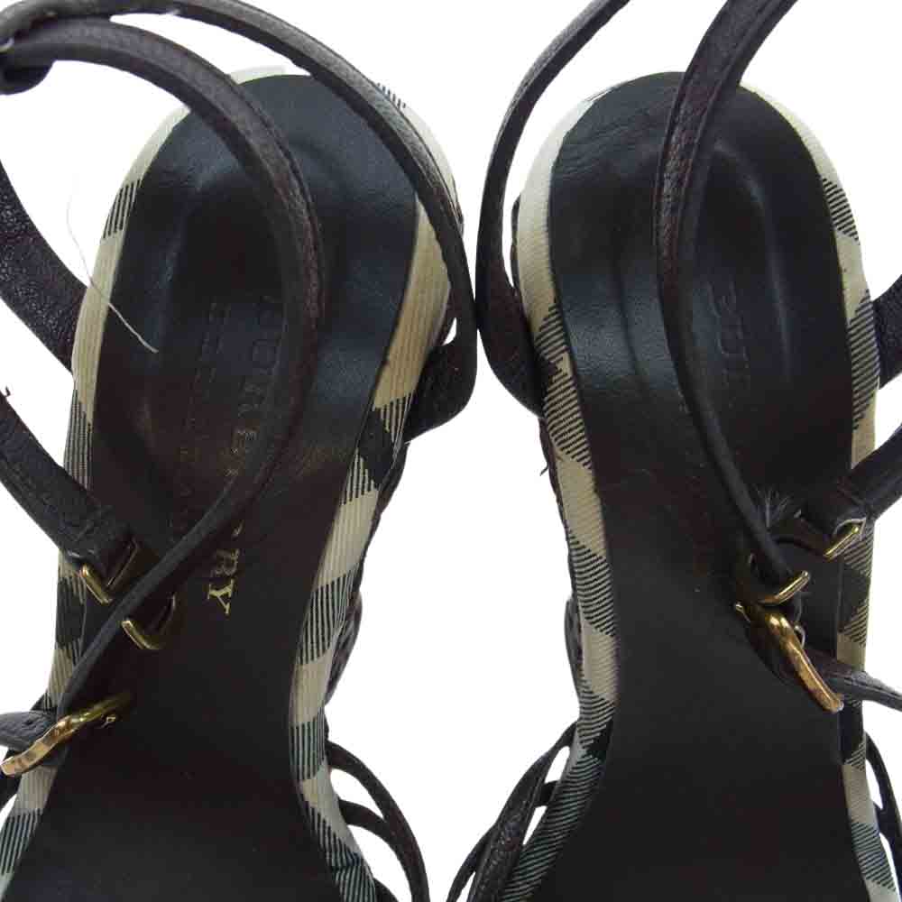 BURBERRY BLUE LABEL バーバリーブルーレーベル ノバチェック 切替し サンダル ブラウン系 4【中古】