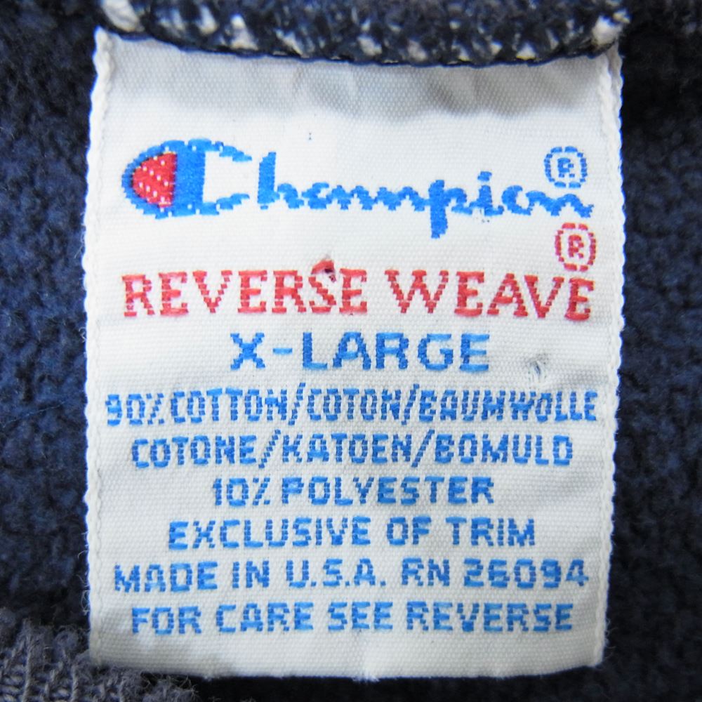 Champion チャンピオン ビンテージ 90s USA製 Reverse Weave リバースウィーブ 目あり スウェット ブルー系 XL【中古】