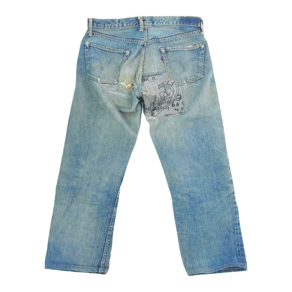Levi's リーバイス 50s 60s 501XX オリジナル ヴィンテージ デニムパンツ 刻印S 足長R Vステッチ ループズレ 赤耳 リペア  インディゴブルー系【中古】