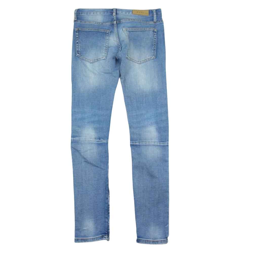 ミニマル リペア加工 裾ジップ デニム パンツ インディゴブルー系 28【中古】