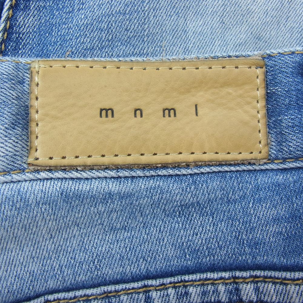 ミニマル リペア加工 裾ジップ デニム パンツ インディゴブルー系 28【中古】