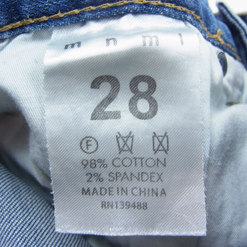 ミニマル リペア加工 裾ジップ デニム パンツ インディゴブルー系 28【中古】