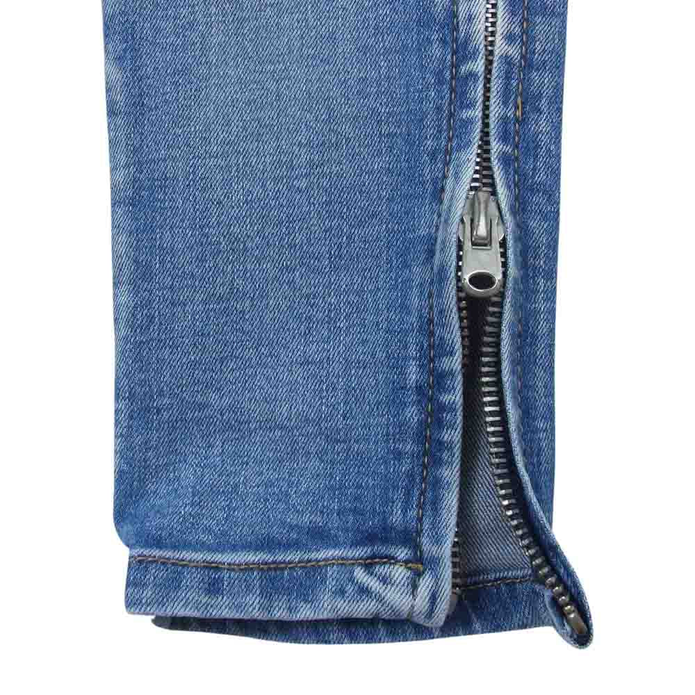 ミニマル リペア加工 裾ジップ デニム パンツ インディゴブルー系 28【中古】