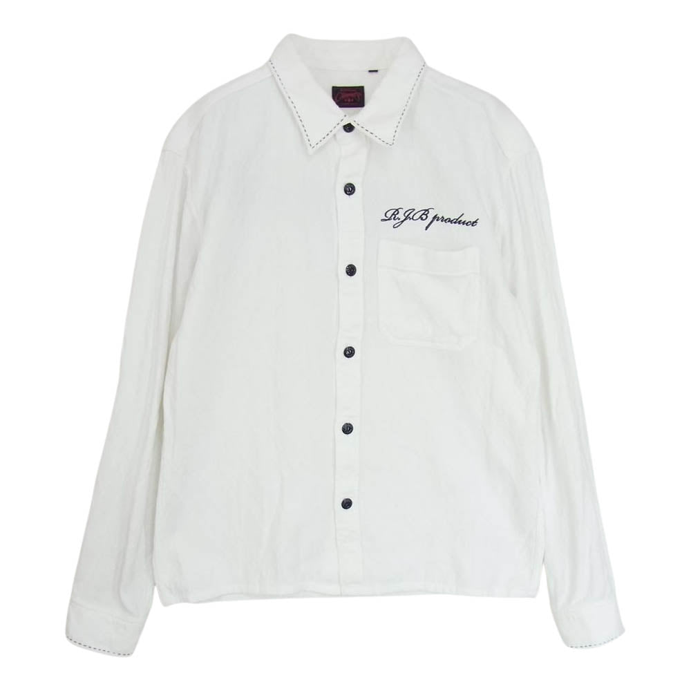 R.J.B アールジェイビー CLIPPERS 刺繍 シャツ ホワイト系 40【中古】