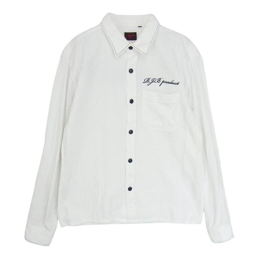 R.J.B アールジェイビー CLIPPERS 刺繍 シャツ ホワイト系 40【中古】