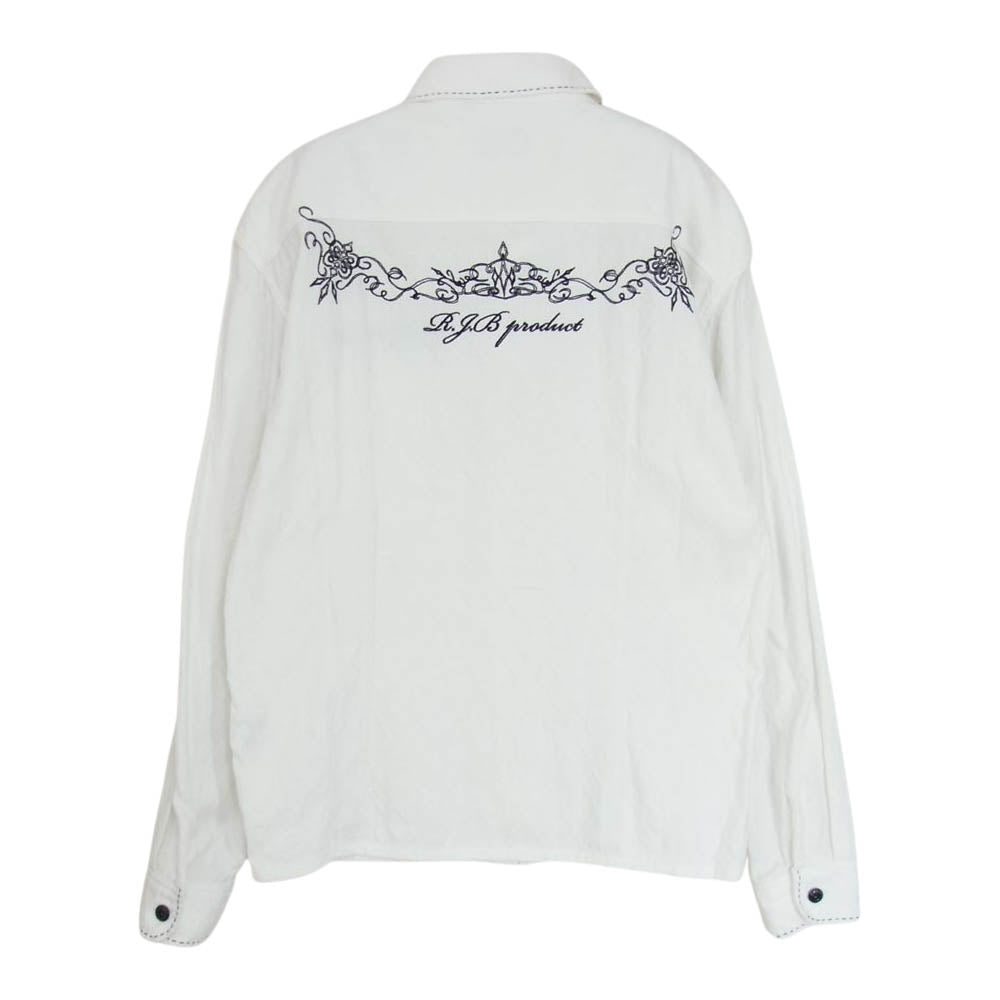 R.J.B アールジェイビー CLIPPERS 刺繍 シャツ ホワイト系 40【中古】