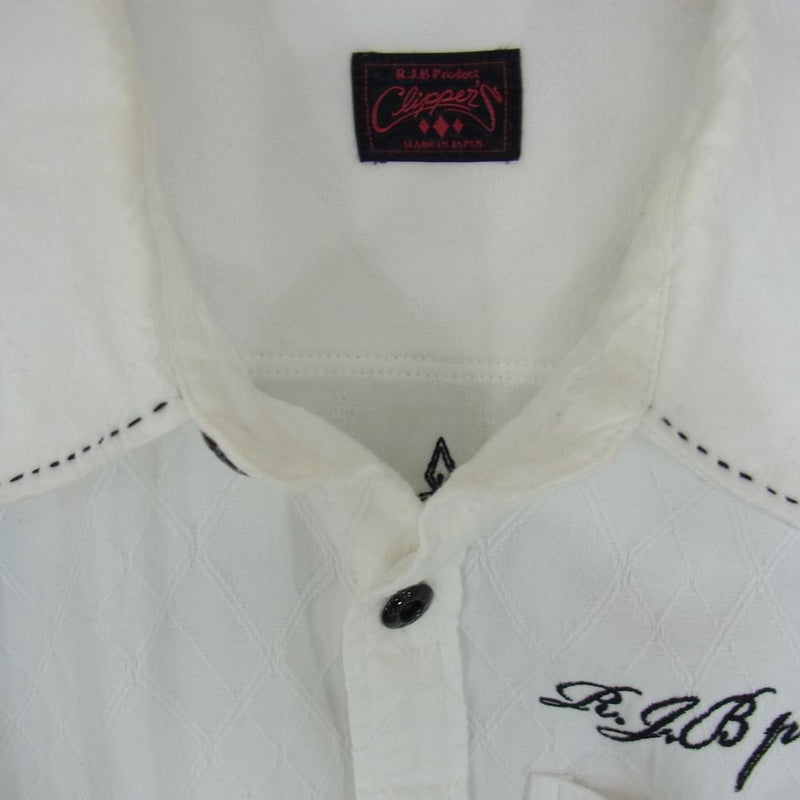R.J.B アールジェイビー CLIPPERS 刺繍 シャツ ホワイト系 40【中古】