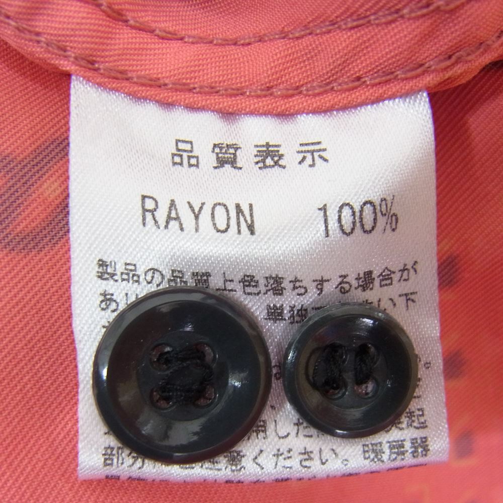 R.J.B アールジェイビー レーヨン プリント 長袖 オープンカラー シャツ レッド系 36【中古】