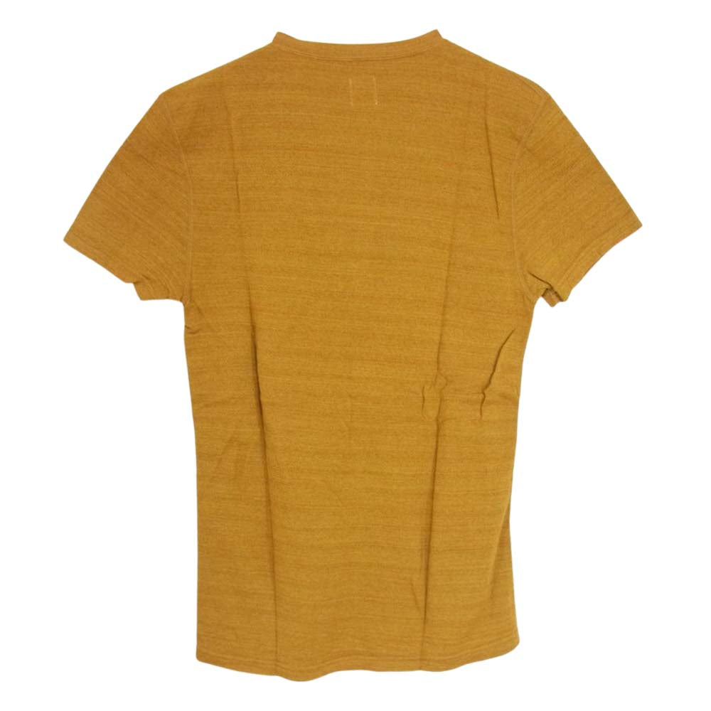 THE FLAT HEAD ザフラットヘッド フロントプリント ヘンリーネック Tシャツ マスタード イエロー系 L【中古】