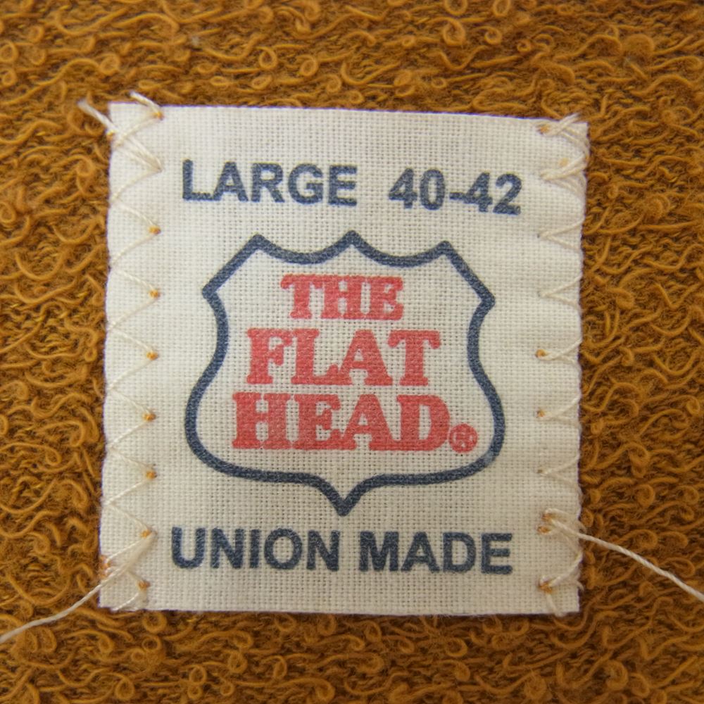 THE FLAT HEAD ザフラットヘッド フロントプリント ヘンリーネック Tシャツ マスタード イエロー系 L【中古】
