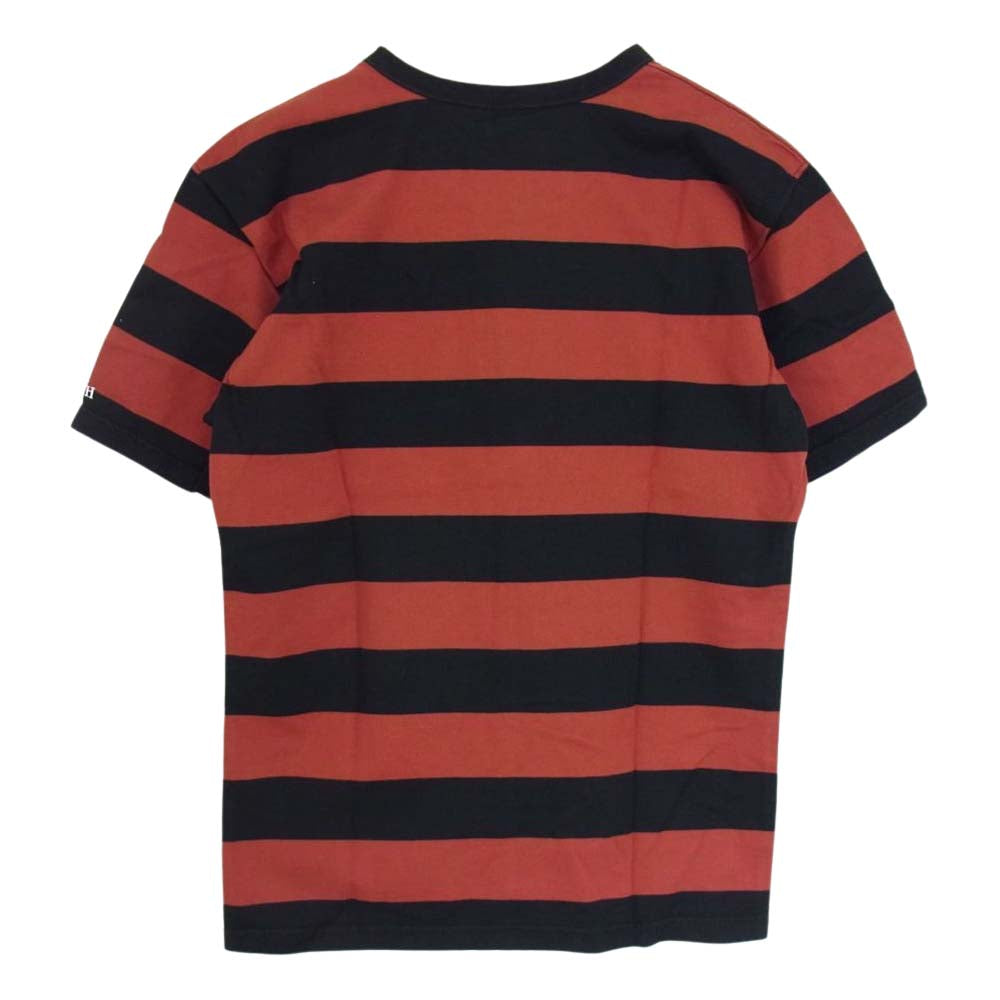 THE FLAT HEAD ザフラットヘッド ボーダー クルーネック Tシャツ ブラック レッド系 L【中古】