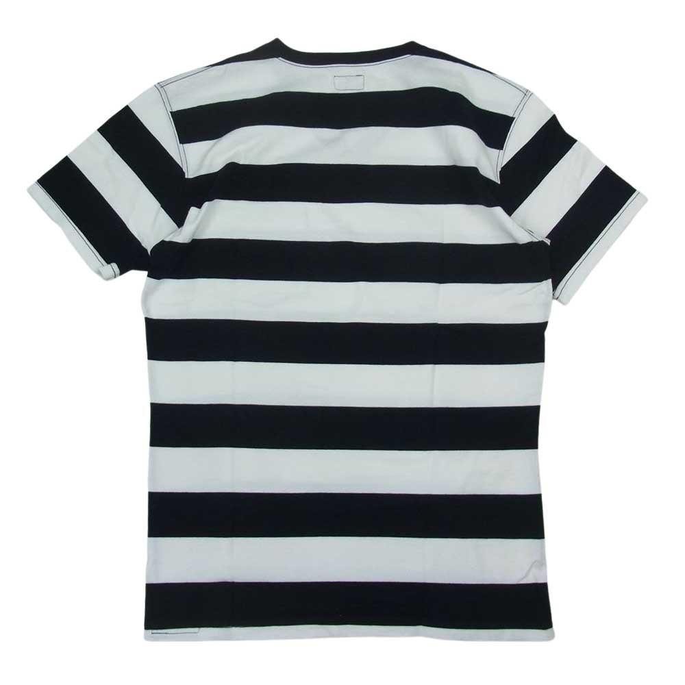 THE FLAT HEAD ザフラットヘッド Vネック ボーダー ポケット Tシャツ ブラック ブラック系 ホワイト系 40【中古】