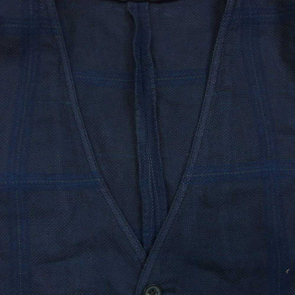 LARDINI ラルディーニ チェック サマー ジレ ベスト リネン コットン イタリア製 ネイビー系 46【中古】