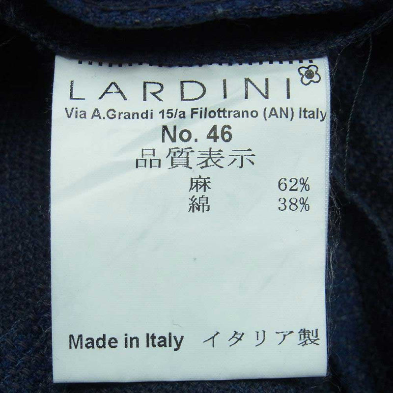 LARDINI ラルディーニ チェック サマー ジレ ベスト リネン コットン イタリア製 ネイビー系 46【中古】