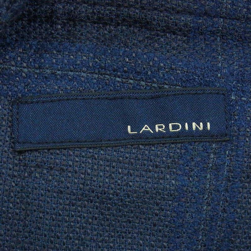 LARDINI ラルディーニ チェック サマー ジレ ベスト リネン コットン イタリア製 ネイビー系 46【中古】