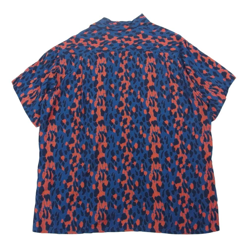 WACKO MARIA ワコマリア LEOPARD HAWAIIAN S/S SHIRT ハワイアン レーヨン 半袖 レオパード シャツ ネイビー系 S【中古】