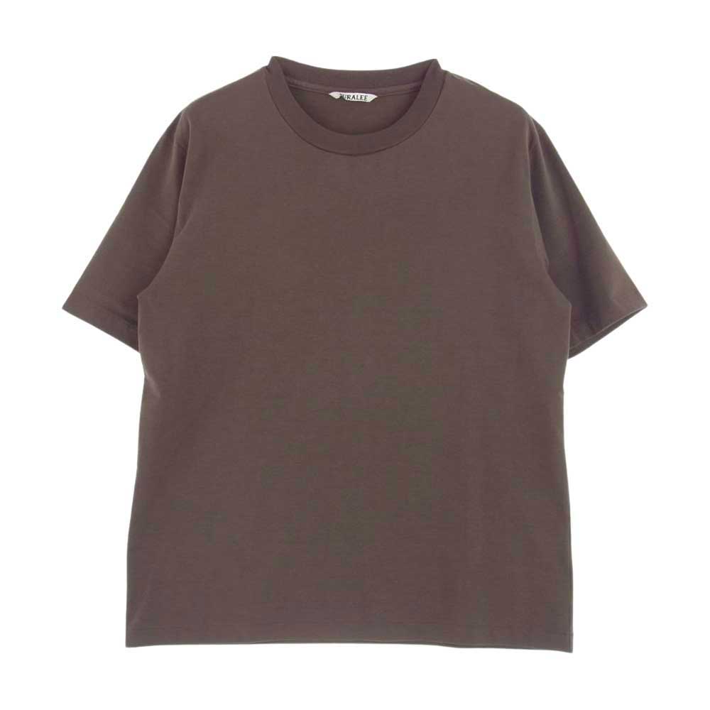 AURALEE オーラリー 21SS A21ST02OG ORGANIC COTTON COMPACT JERSEY TEE オリジナル コットン コンパクト ジャージー 半袖 Tシャツ ブラウン系 1【美品】【中古】