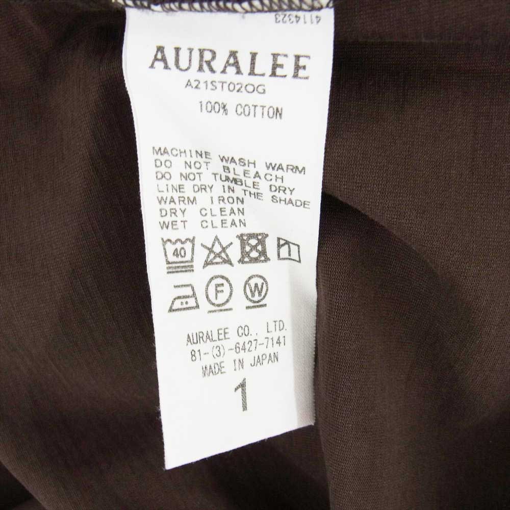AURALEE オーラリー 21SS A21ST02OG ORGANIC COTTON COMPACT JERSEY TEE オリジナル コットン コンパクト ジャージー 半袖 Tシャツ ブラウン系 1【美品】【中古】