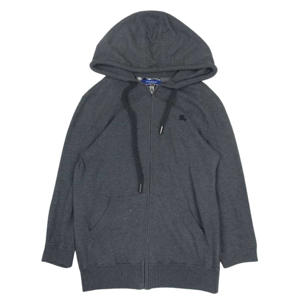 BURBERRY BLUE LABEL バーバリーブルーレーベル FB526-102-08 ７分丈 ジップアップ ニット パーカー グレー系 38【中古】