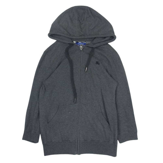 BURBERRY BLUE LABEL バーバリーブルーレーベル FB526-102-08 ７分丈 ジップアップ ニット パーカー グレー系 38【中古】