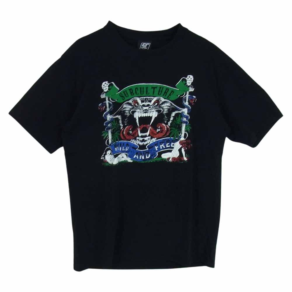 サブカルチャー SC WILD AND FREE T-SHIRT ワイルド アンド フリー 半袖 Tシャツ ブラック系 1【美品】【中古】