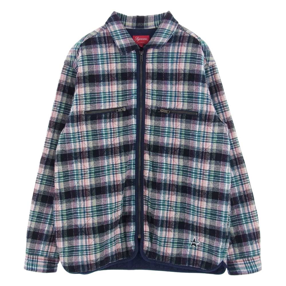 Supreme シュプリーム 19AW Quilted Plaid Zip Up Shirt チェック ジップ キルティング ジャケット ブルゾン マルチカラー系 M【中古】