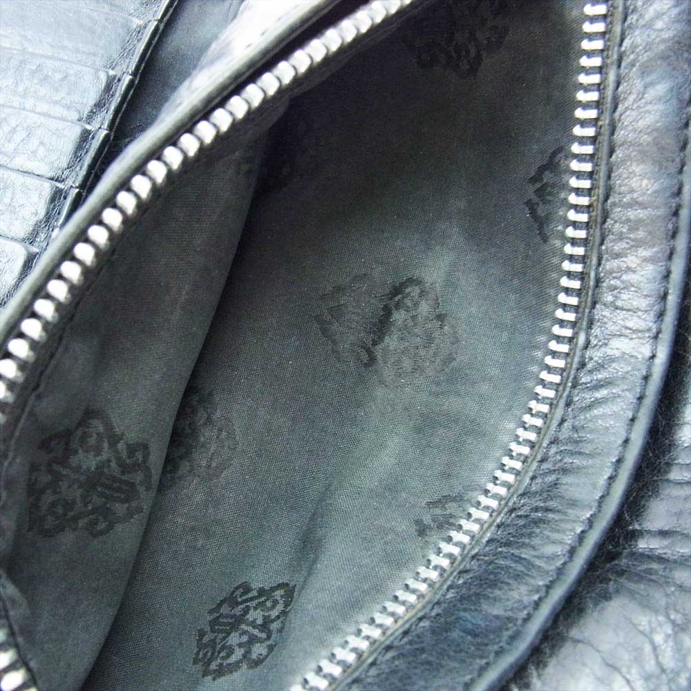 CHROME HEARTS クロムハーツ（原本無） ウェーブ クロスボールボタン レザー ウォレット 財布 ブラック系【中古】