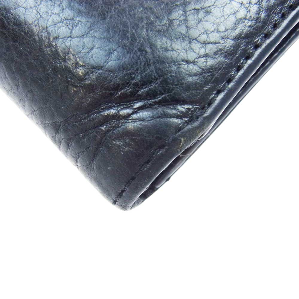 CHROME HEARTS クロムハーツ（原本無） ウェーブ クロスボールボタン レザー ウォレット 財布 ブラック系【中古】