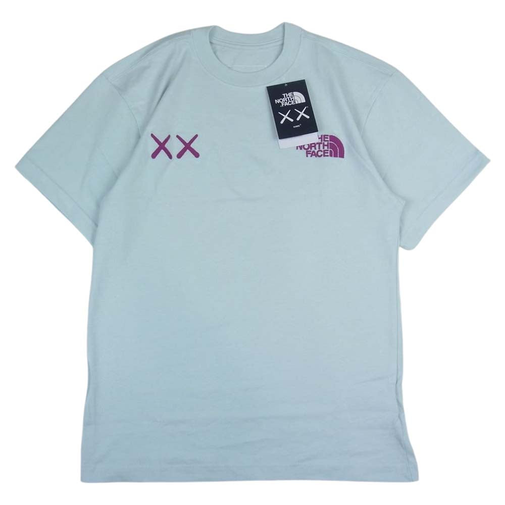 THE NORTH FACE ノースフェイス NF0A7WLL0UF × KAWS S/S TEE ロゴ 刺繍 半袖 Tシャツ  WLL0UF KAWS SS TEE ブルー系 XS【極上美品】【中古】