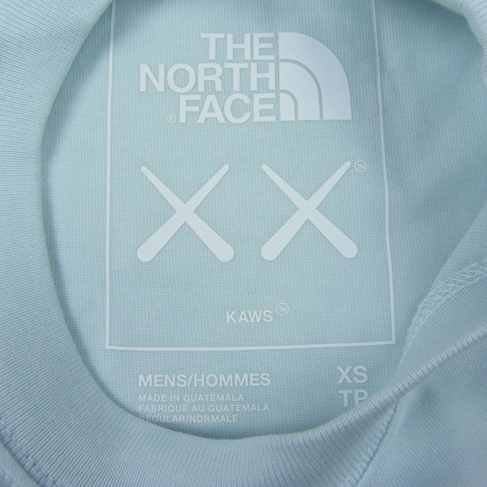 THE NORTH FACE ノースフェイス NF0A7WLL0UF × KAWS S/S TEE ロゴ 刺繍 半袖 Tシャツ  WLL0UF KAWS SS TEE ブルー系 XS【極上美品】【中古】