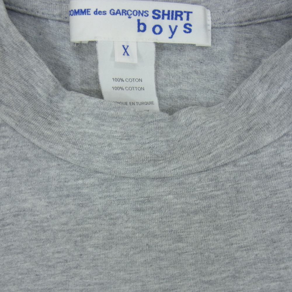 コムデギャルソンシャツボーイズ S25928 Cotton Jersey Plain with Logo Print コットン ジャージ プレーン ロゴ プリント Tシャツ グレー系 X【中古】