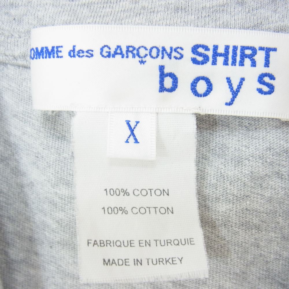 コムデギャルソンシャツボーイズ S25928 Cotton Jersey Plain with Logo Print コットン ジャージ プレーン ロゴ プリント Tシャツ グレー系 X【中古】