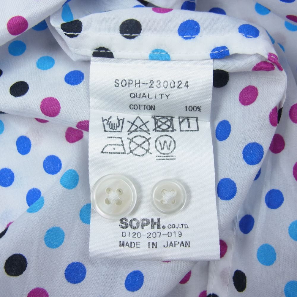 SOPHNET. ソフネット 23SS SOPH-230024 PATTERN BIG B.D SHIRT ドット柄 パターン ビック ボタンダウン 長袖 シャツ ホワイト系 XL【美品】【中古】