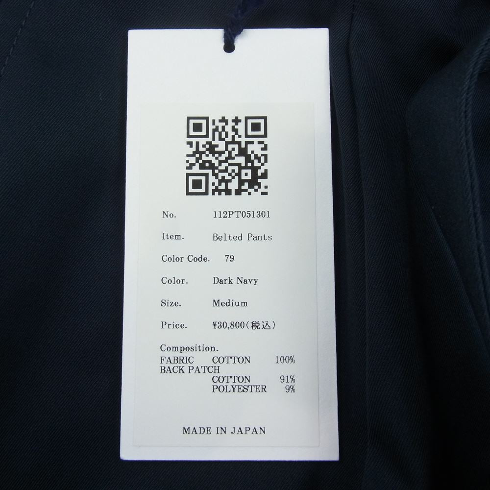 クオン 112PT051301 BELTED PANTS ベルテッド テーパード パンツ ダークネイビー系 M【中古】