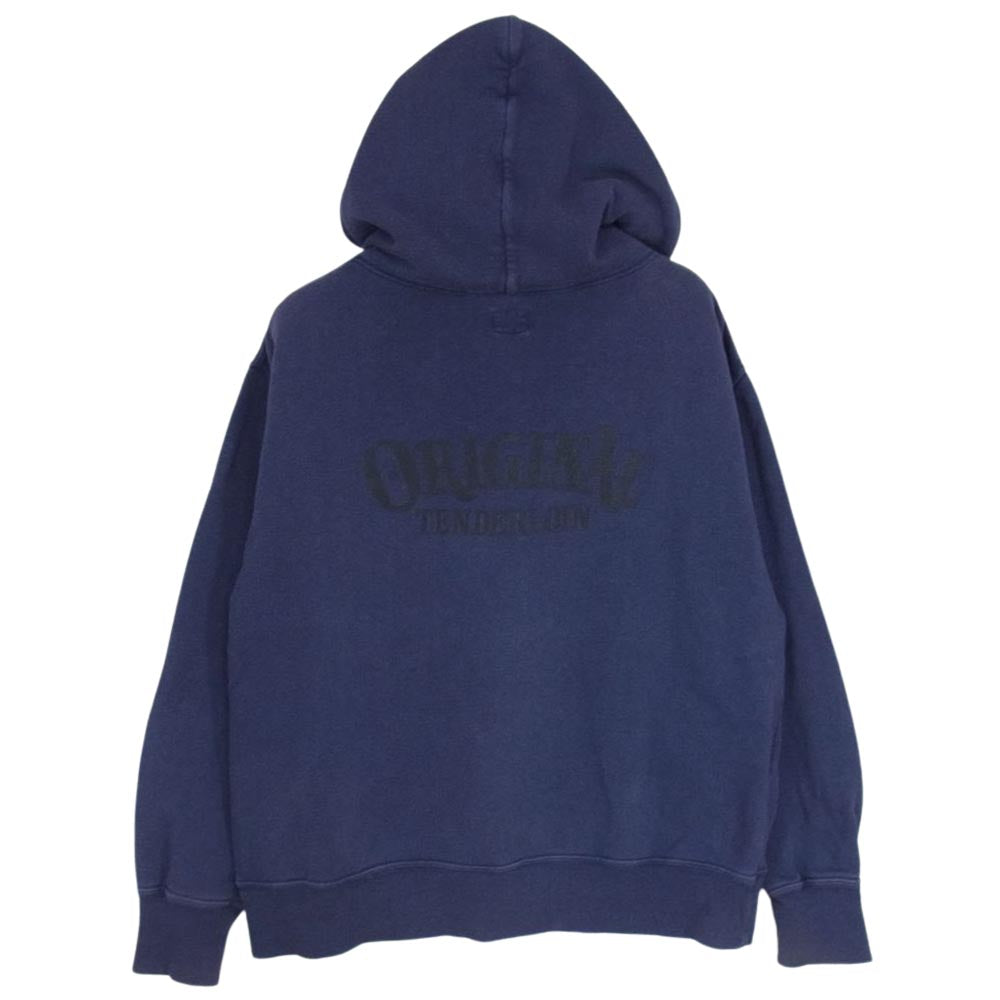 TENDERLOIN テンダーロイン T-PARKA ZIP LOGO ロゴ バックプリント ジップアップ スウェット パーカー パープル ネイビー系 XS【中古】