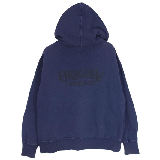 TENDERLOIN テンダーロイン T-PARKA ZIP LOGO ロゴ バックプリント ジップアップ スウェット パーカー パープル ネイビー系 XS【中古】