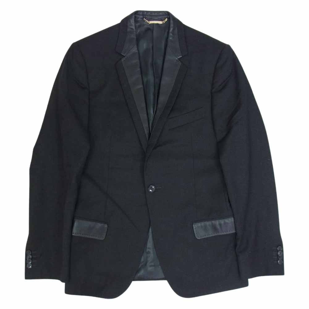 ドルチェアンドガッバーナ G2468T イタリア製 レザーラペル ウール 1B テーラードジャケット ブラック系 46【中古】