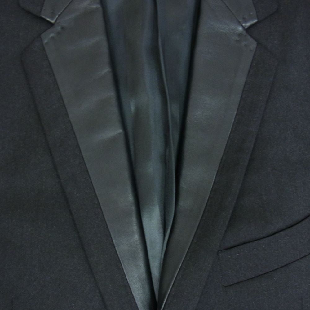 ドルチェアンドガッバーナ G2468T イタリア製 レザーラペル ウール 1B テーラードジャケット ブラック系 46【中古】