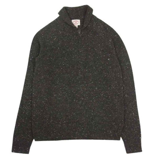 Brooks Brothers ブルックスブラザーズ ハーフジップ ショールカラー ミックス ニット カーキ系 XS【中古】