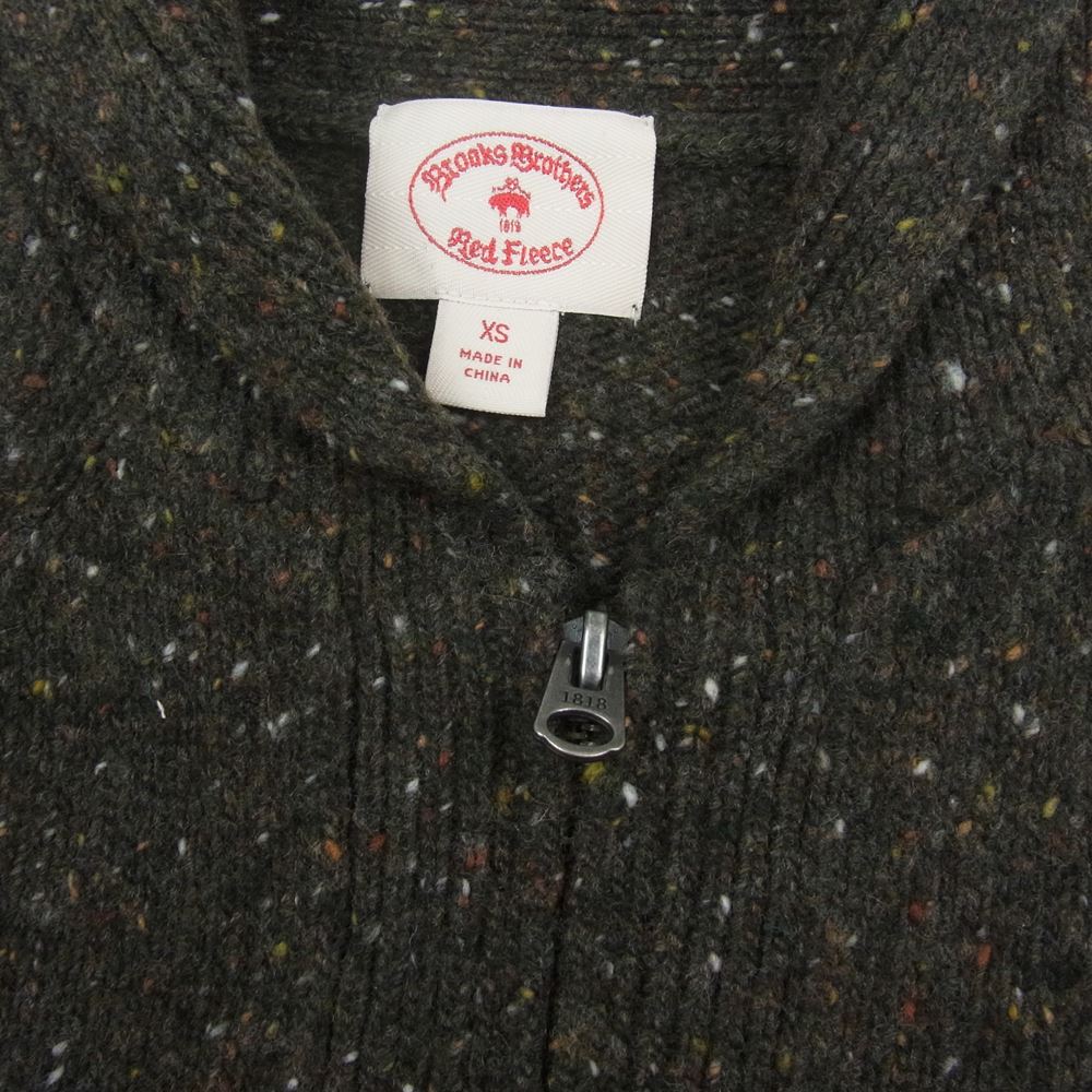 Brooks Brothers ブルックスブラザーズ ハーフジップ ショールカラー ミックス ニット カーキ系 XS【中古】