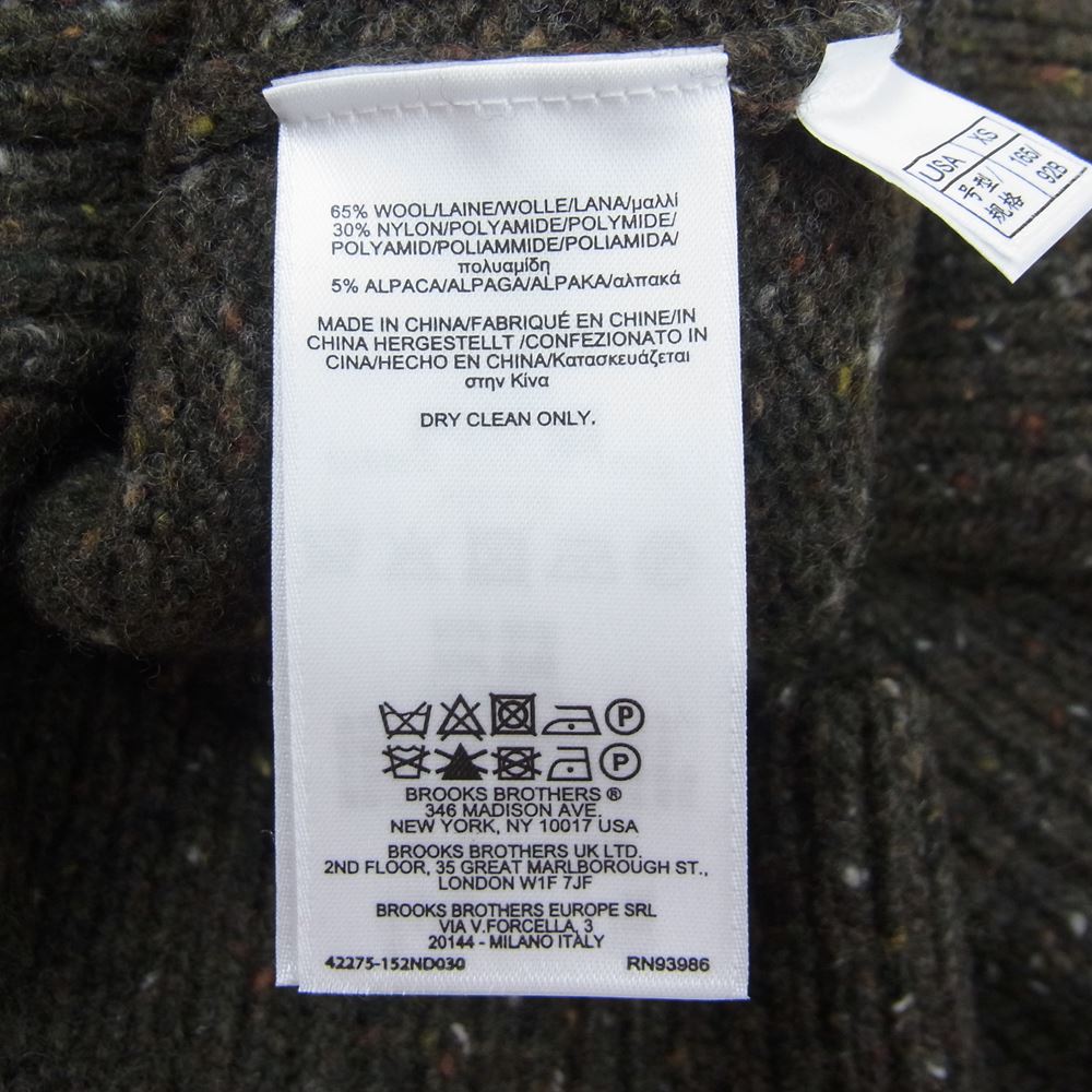 Brooks Brothers ブルックスブラザーズ ハーフジップ ショールカラー ミックス ニット カーキ系 XS【中古】